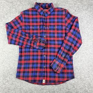 Altamont Flannel Shirt Mens Small Blue Red Slim Skater Plaid Button Long Sleeve*